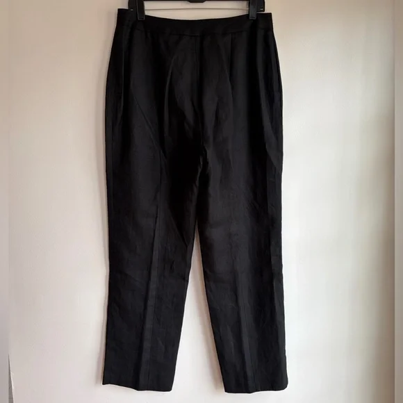 Katherine Kelly Irish Linen Black Straight Leg Trousers Size 14 - Picture 3 of 5